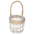 Floristik24 Lanterna suspensa, vidro, metal, vime, Ø14,5cm, 2 peças